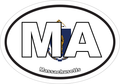 Massachusetts Ma State Flag Oval Sticker