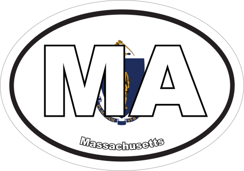 Massachusetts Ma State Flag Oval Sticker Shipped Fast & Free!