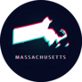 Massachusetts Map Abstract Digital Glitch Sticker