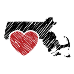 Massachusetts Map And Heart Logo Sticker