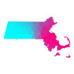 Massachusetts Map Geometric Polygonal Sticker