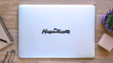 Massachusetts Modern Calligraphy Sticker on a Laptop (New) example