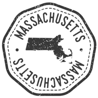 Massachusetts, Usa Map Stamp Retro Sticker
