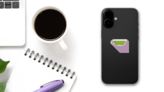 Matcha Cup On Purple Sticker on a Phone (New) example
