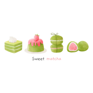 ]Matcha Dessert Green Tea Food Sticker