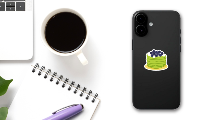 Matcha Desserts Pancake Sticker on a Phone (New) example