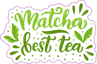 Matcha Green Tea Hand Drawn Lettering Sticker