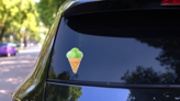 Matcha Ice Cream Cone Sticker on a Rear Car Window (New) example
