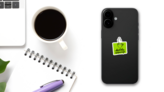 Matcha Morning Quotes Sticker on a Phone (New) example