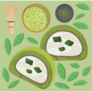 Matcha Roll Cake Leaves Sticker
