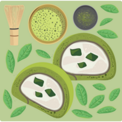 Matcha Roll Cake Leaves Sticker