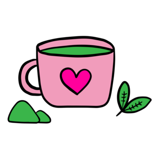 Matcha Tea And Green Leaves Sticker