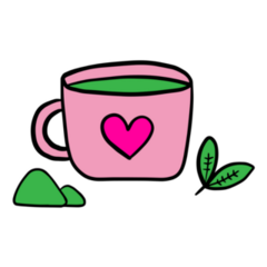 Matcha Tea And Green Leaves Sticker