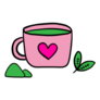 Matcha Tea And Green Leaves Sticker