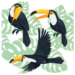 Mature Brazilian Toucan Bird Cartoon Sticker