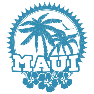 Maui Hawaii Travel Blue Rubber Stamp Sticker