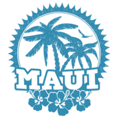 Maui Hawaii Travel Blue Rubber Stamp Sticker