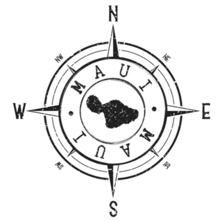 Maui, Hawaii, Usa Stamp Map Compass Sticker