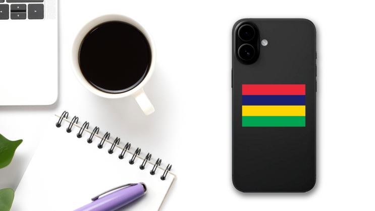Mauritius Flag Sticker on a Phone (New) example