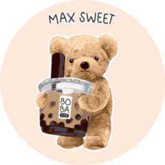 Max Sweet Bear Holding Bubble Tea Cup Sticker