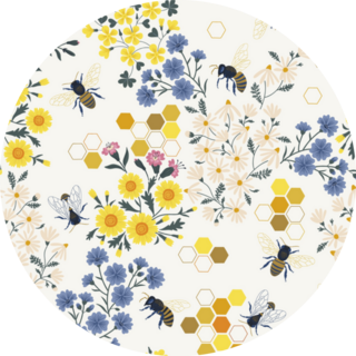 Meadow Wildflower Honey Bee Seamless Pattern Sticker