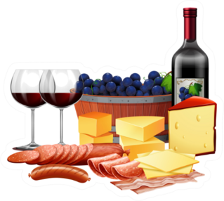 Meat, Cheese, And Wine Sticker