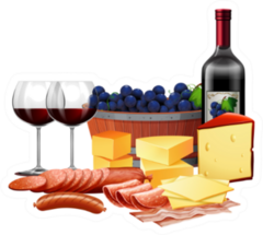 Meat, Cheese, And Wine Sticker
