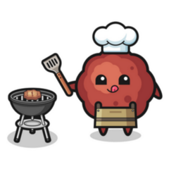 Meatball Barbeque Chef With A Grill Sticker