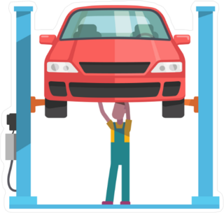 Mechanic and Red Car Sticker