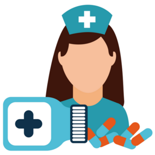 Medical Care with Nurse and Pills Sticker