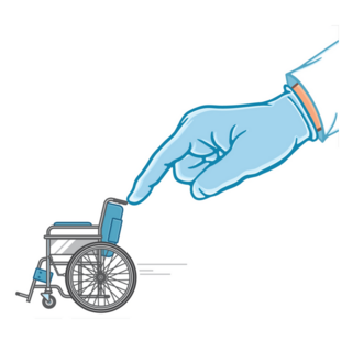 Medical Hands Pushing Wheelchair Sticker