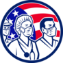 Medical Healthcare Workers As US Heroes Retro Sticker