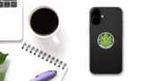 Medical Marijuana Circle Sticker on a Phone (New) example