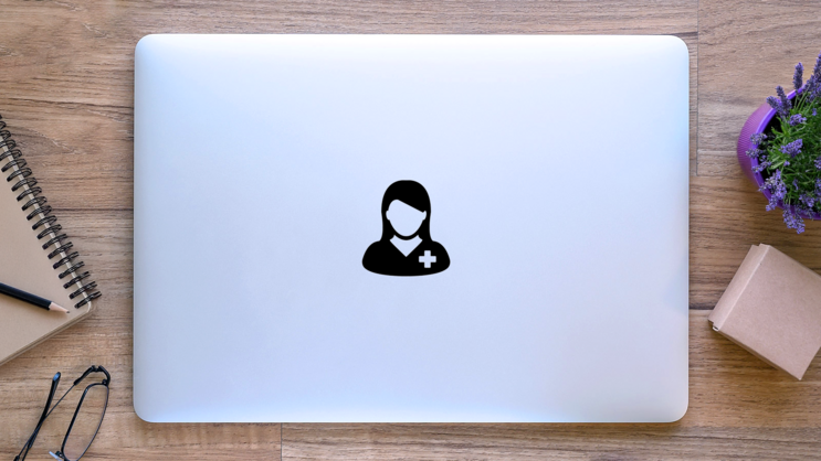 Medical Woman Icon on a Laptop (New) example