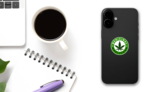 Medicinal Marijuana Label Sticker on a Phone (New) example