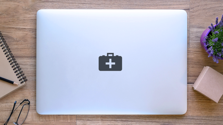 Medicine Box Icon Transfer Sticker on a Laptop (New) example