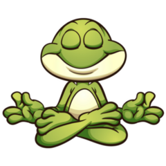 Meditating Cartoon Frog In Lotus Flower Pose Sticker