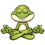 Meditating Cartoon Frog In Lotus Flower Pose Sticker