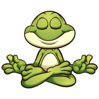Meditating Cartoon Frog In Lotus Flower Pose Sticker