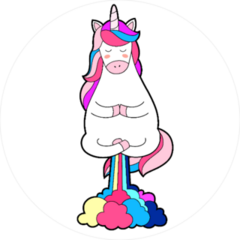 Meditating Fat Unicorn Farting Rainbow Sticker