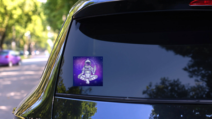 Meditation In Space Sticker on a Rear Car Window (New) example