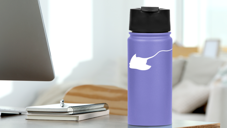 Mellow Stingray Manta Ray Sticker on a Water Bottle (New) example
