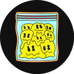 Melt Smile Smiley Faces In Plastic Zip Bag Trippy Sticker
