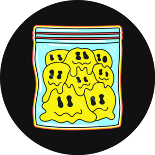 Melt Smile Smiley Faces In Plastic Zip Bag Trippy Sticker