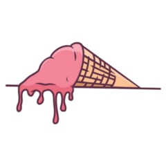 Melted Ice Cream In A Cone Pink Sticker