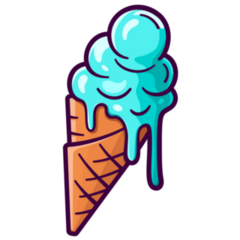 Melting Blue Ice Cream Sticker