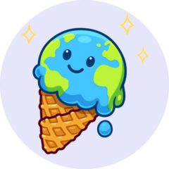 Melting Earth In Ice Cream Sticker