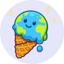 Melting Earth In Ice Cream Sticker