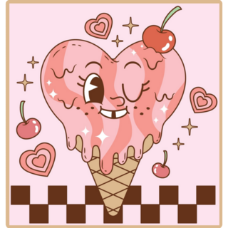 Melting Heart Shaped Ice Cream Sticker