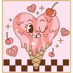 Melting Heart Shaped Ice Cream Sticker